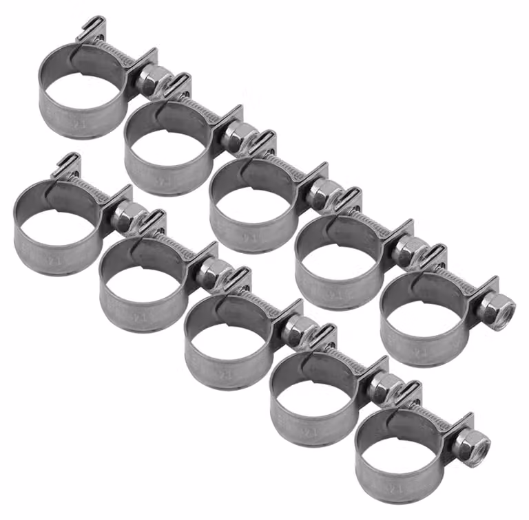 Set di fascette stringitubo, 10 pezzi, acciaio inossidabile, per tubi da 6 a 20 mm
