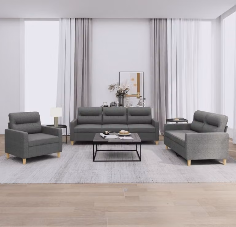 Maison Exclusive - Set divano a 3 pezzi con cuscini in tessuto grigio scuro