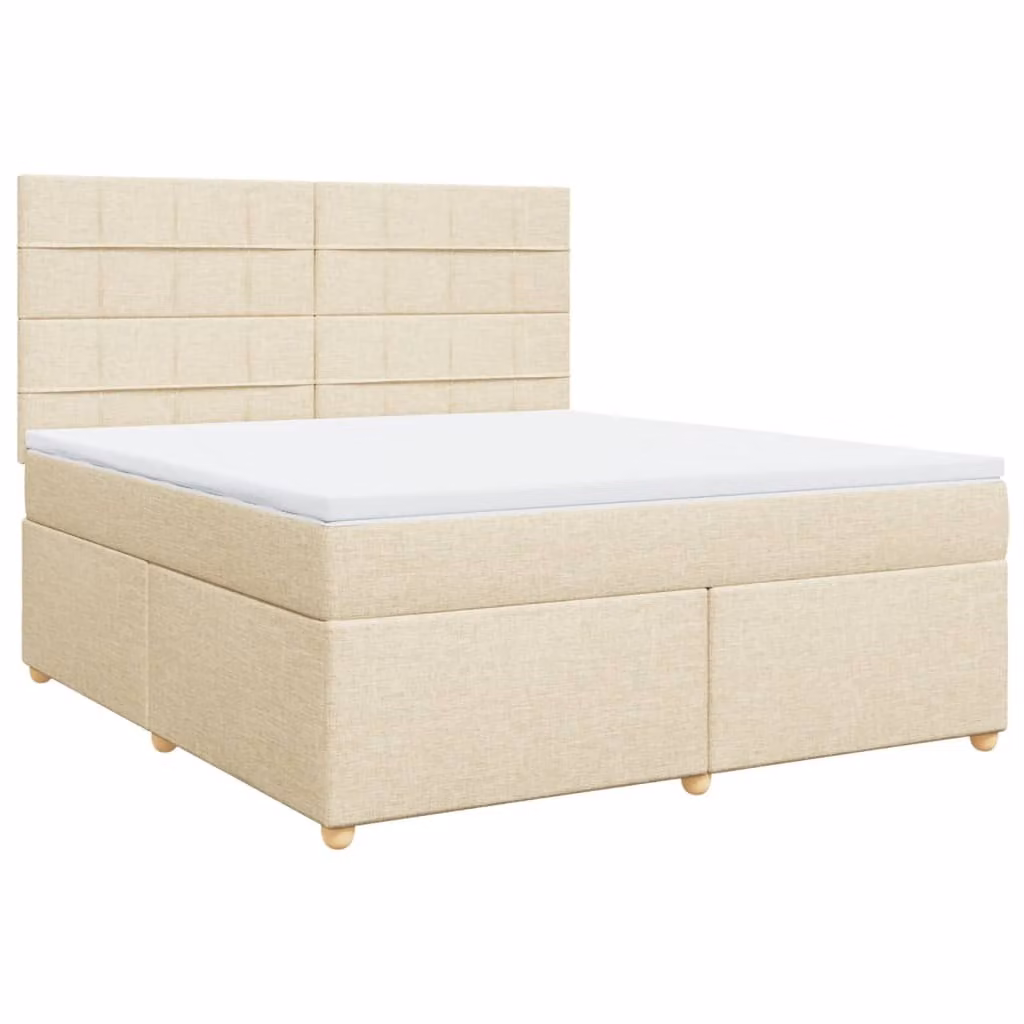 Giroletto a Molle con Materasso Crema 180x200 cm in Tessuto