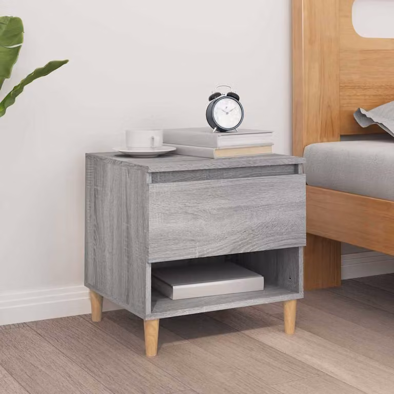 Comodino moderno da parete vidaXL in legno grigio opaco L: 46 cm, P: 50 cm, H: 50 cm