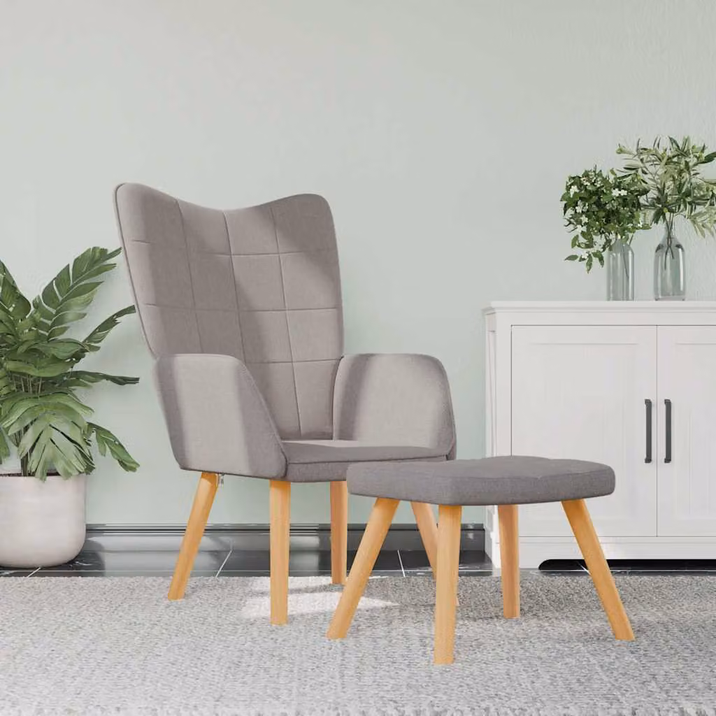 Maison Exclusive - Poltrona relax con poggiapiedi in tessuto color taupe