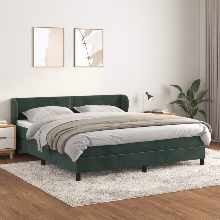 Maison Exclusive - Giroletto a Molle con Materasso Verde Scuro 180x200 cm Velluto
