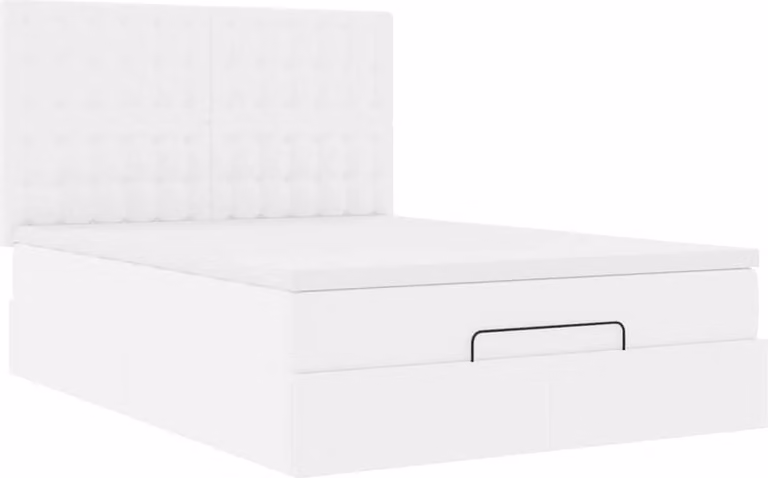 Struttura Letto Pouf con Materasso Bianco 140x190 cm Pelle finta