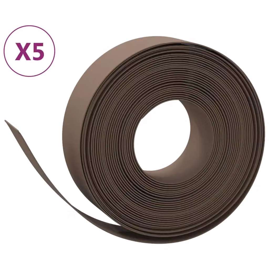 Set di 5 bordure da giardino ornamentali vidaXL in polietilene, colore marrone, L/P/H: 10 m x 15 cm – 2