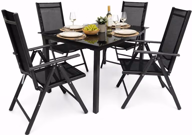 Set 5 pezzi mobili da giardino | gruppo posti a sedere gruppo da pranzo | 1xtable, 4x sedie | dimensioni tavolo ca. H. 76 x W. 140 x D. 80 cm | Set Giardino – Sedie 140 SW
