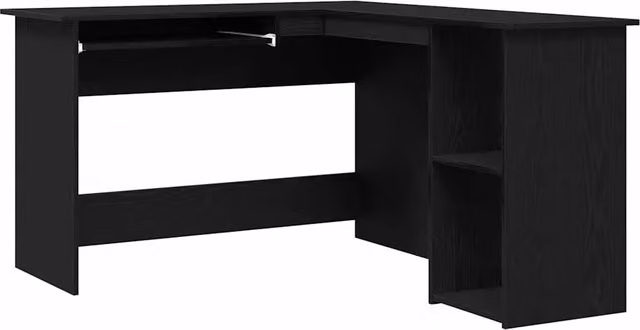 Scrivania ad angolo moderna in rovere e nero per ufficio o casa L/P/H: 120 x 140 x 75 cm