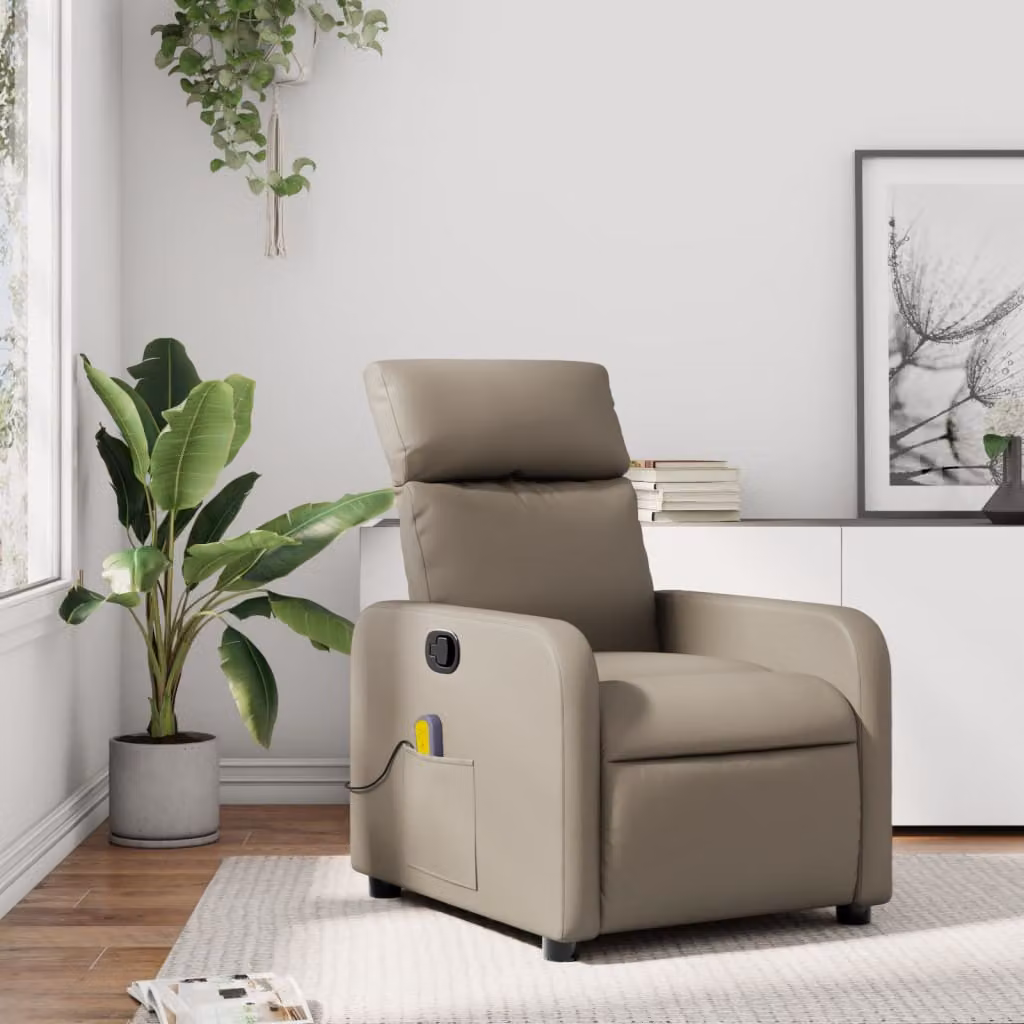 Poltrona relax reclinabile vidaXL in similpelle beige e marrone con braccioli