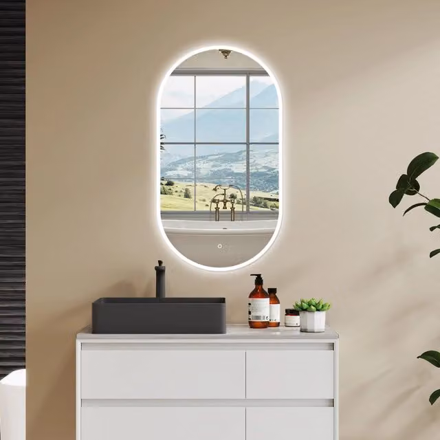 Specchio da bagno AICA ITALY con illuminazione LED integrata, comando touch e pellicola antideflagrante, L: 60 cm, H: 80 cm, colore bianco