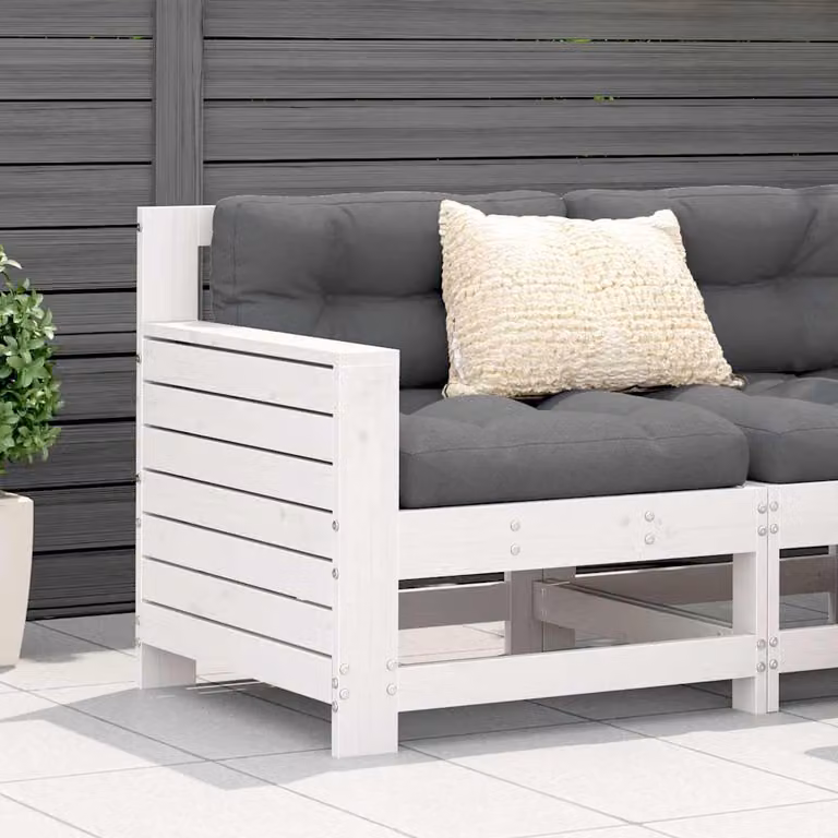 Divano da giardino senza braccioli vidaXL in legno di pino bianco, L: 69 cm, P: 62 cm, H: 70,5 cm