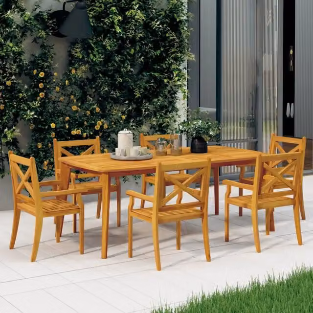 Sedie da Pranzo da Esterni 6 pz in Legno Massello di Acacia 3098661