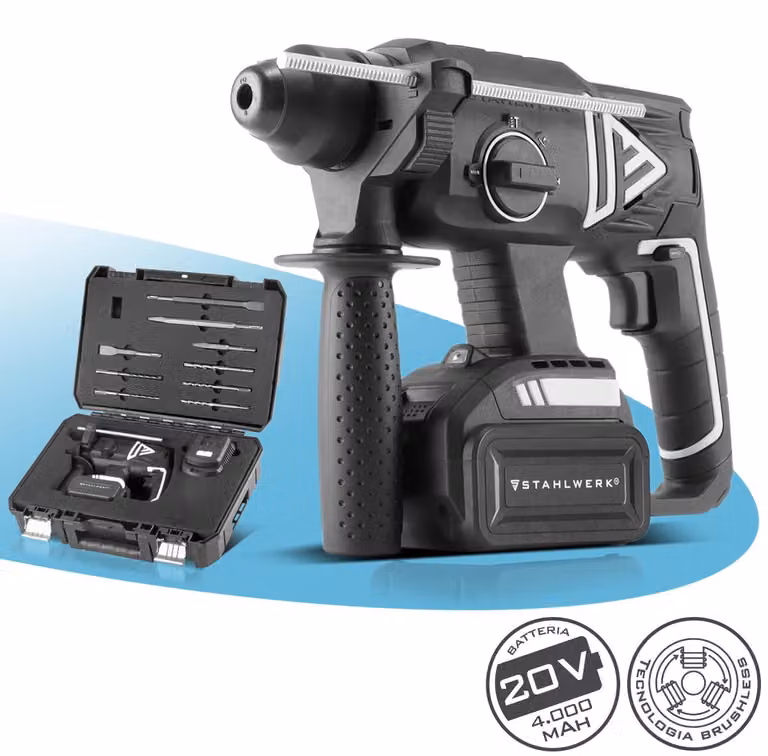 STAHLWERK Martello perforatore a batteria ABH-20ST Brushless 20V/4Ah 0 - 1350 min-1 SDS-plus