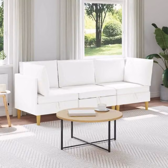 Set di divani modulari con spazio di archiviazione 3 pz Bianco 3413718