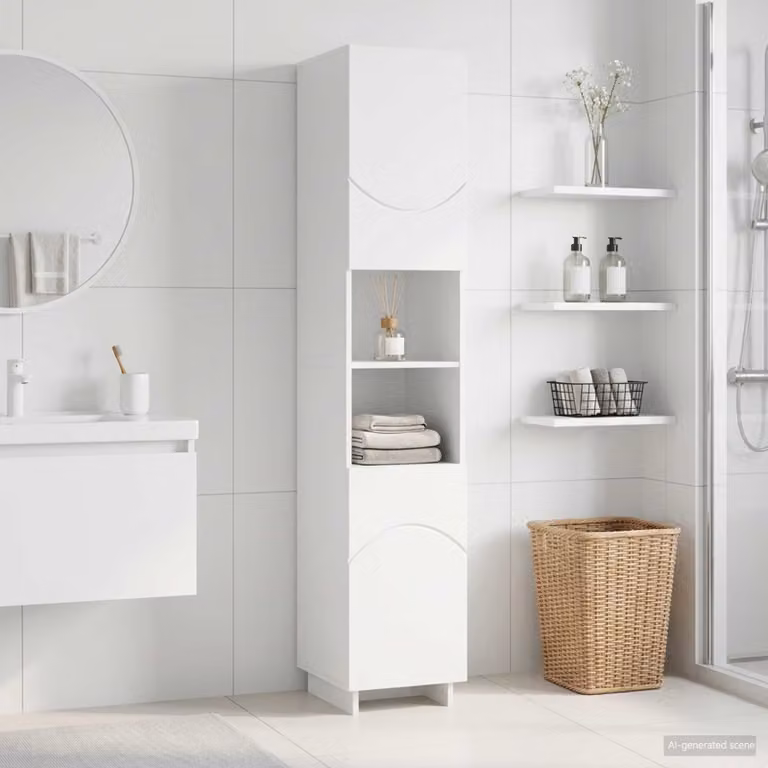 Mobile da bagno moderno vidaXL Bianco in MDF con ante a battente L: 36.5 cm, P: 20.0 cm, H: 180.0 cm