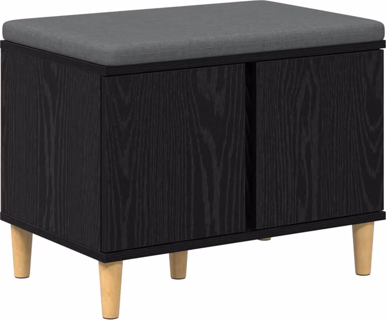 Panca per ingresso con cuscino Rovere Nero 60 x 38 x 46 cm