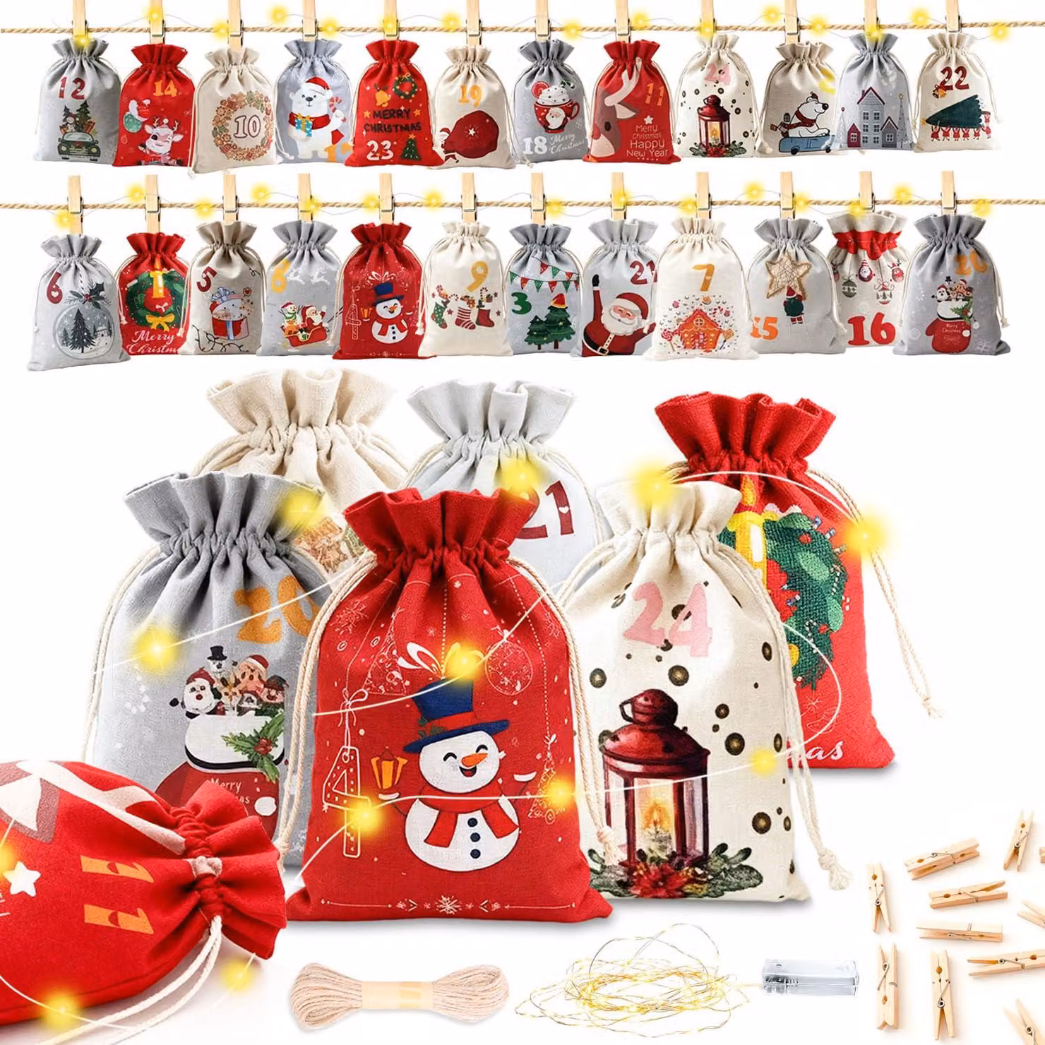 Calendario dell'Avvento da riempire, colore verde, 0,4 kg