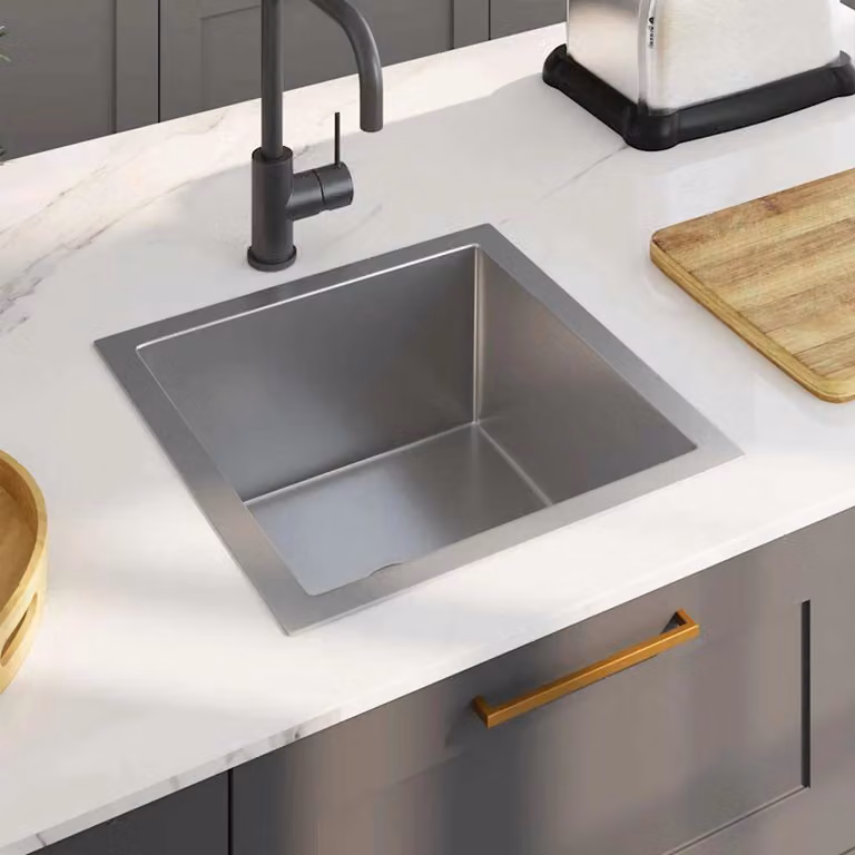 vidaXL Lavello da Cucina Lavorato a Mano in Acciaio Inox Colore Argento L/P/H: 44 x 44 x 20 cm