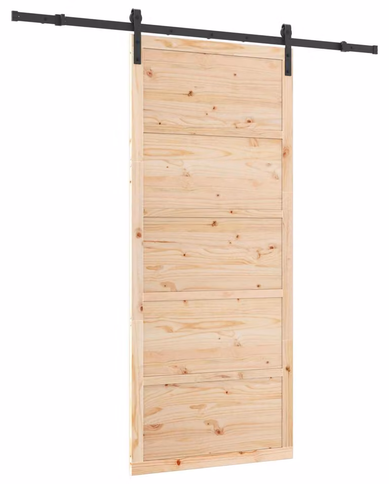 Porta scorrevole Naturale 90 x 208 cm Legno Massello di Pino