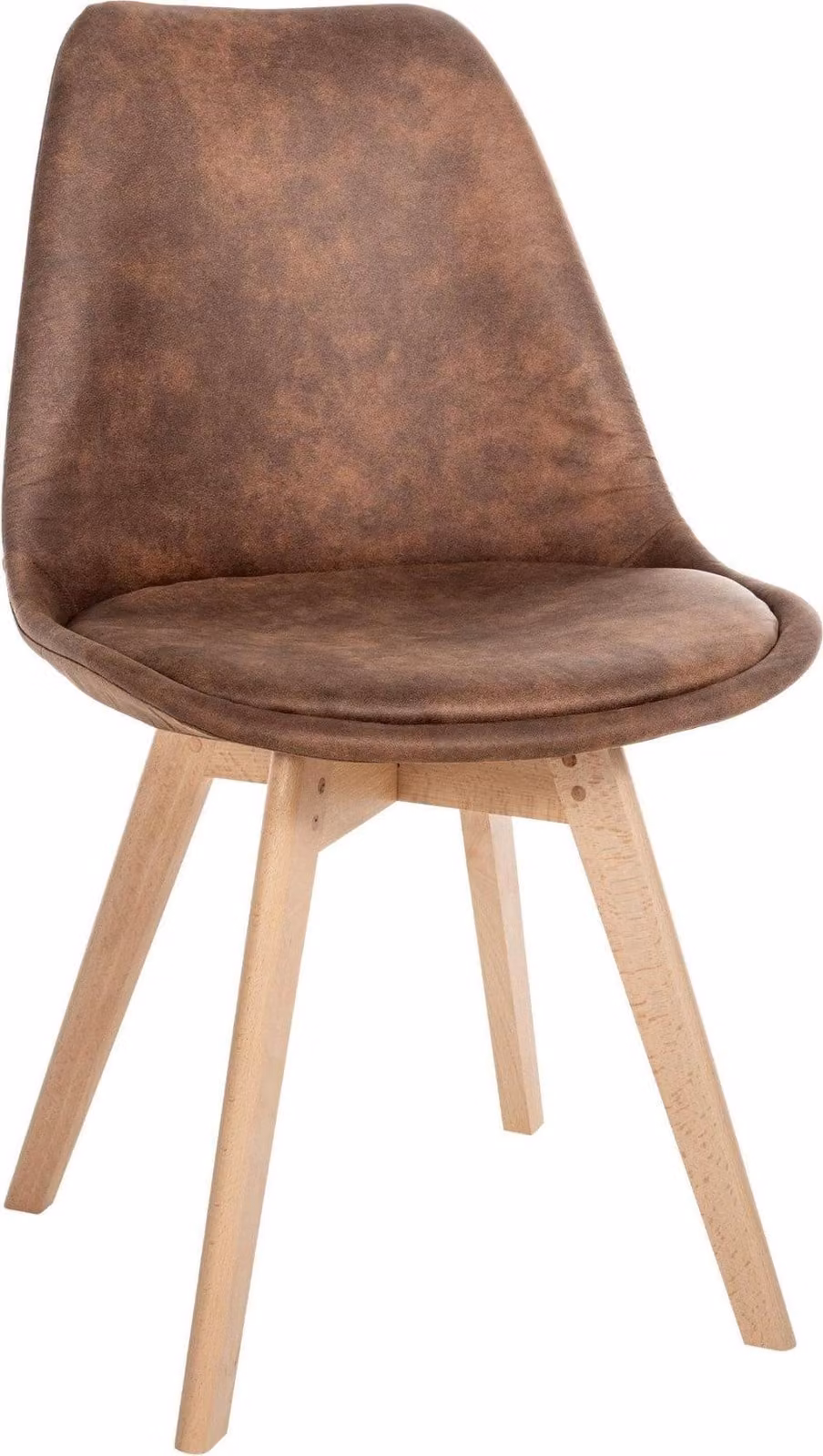 Sedia da pranzo confortevole - Sedia da cucina - Rivestimento di facile manutenzione | Colore: Marrone | Materiale: Pelle finta