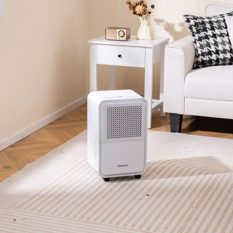 Deumidificatore Costway con sbrinamento automatico e scarico continuo, Bianco