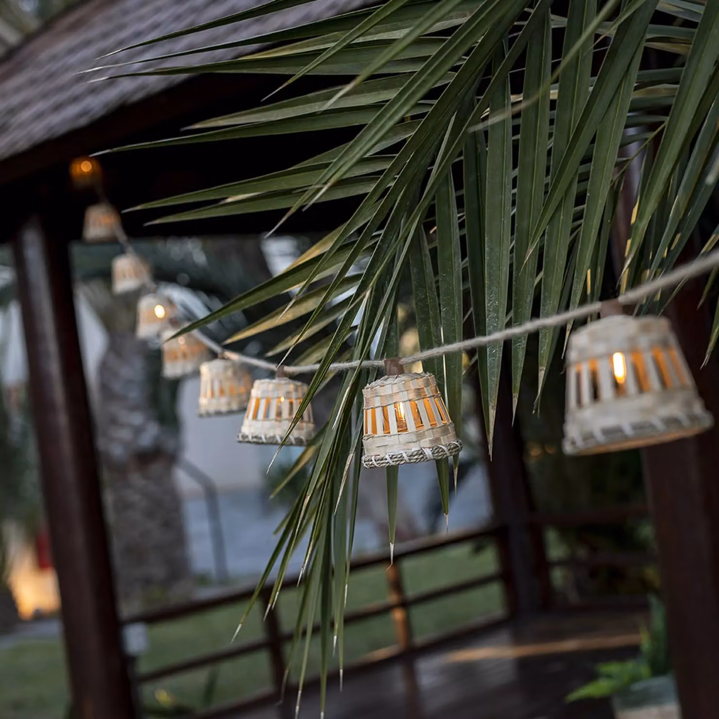 Newgarden Aurora catena luminosa LED solare, Legno chiaro