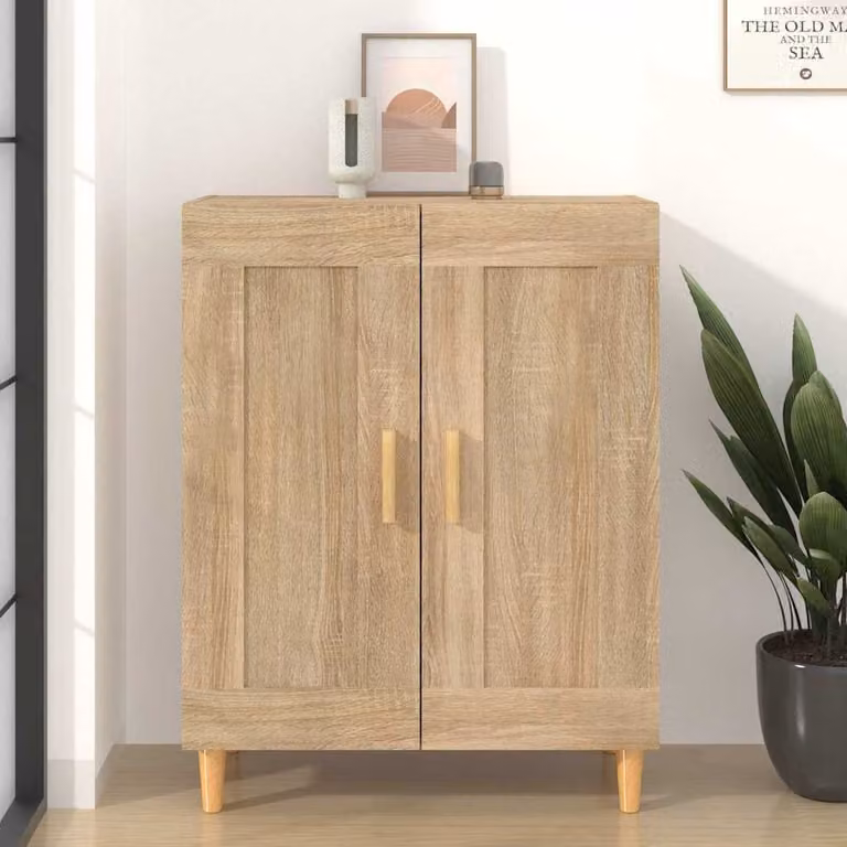 Credenza vidaXL in Legno Multistrato e MDF, Colore Marrone, L: 69,5 cm, P: 34 cm, H: 90 cm
