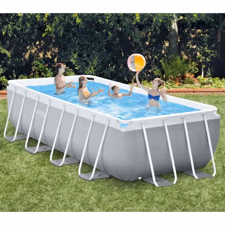 Piscina rettangolare Intex Prism Frame con struttura in acciaio, blu e grigio, L: 488 cm, P: 244 cm, H: 107 cm
