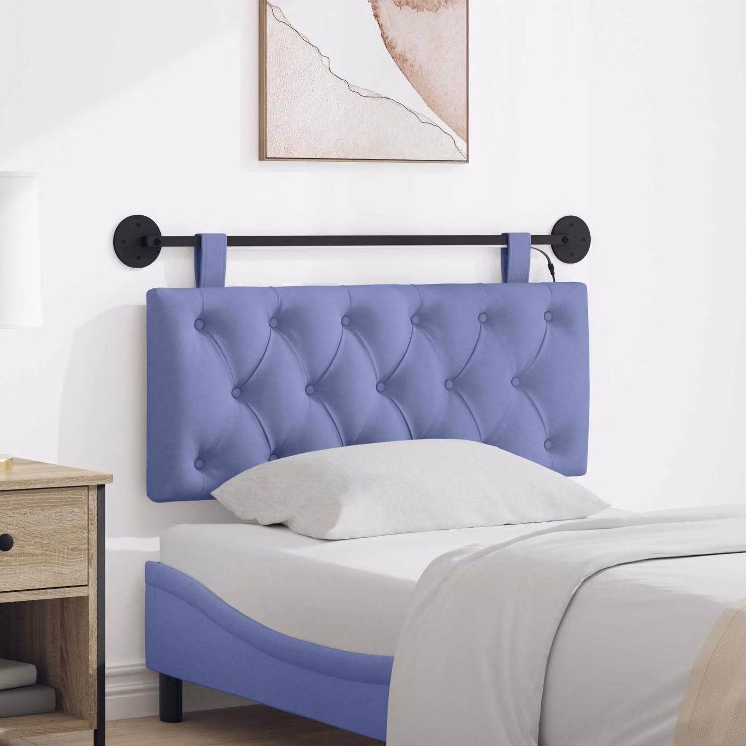 Testiera sospesa vidaXL in tessuto blu con luce LED integrata