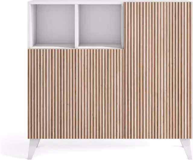 Scarpiera Herdasa effetto bianco ante stampa doghe chiaro 87x90x27