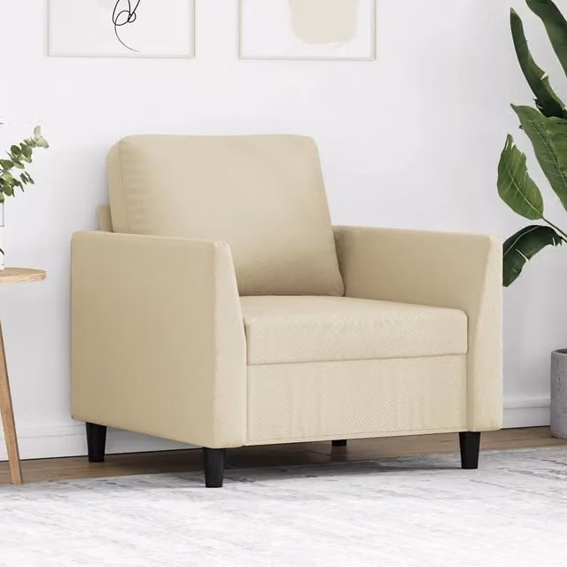 Poltrona relax moderna in similpelle beige con braccioli e struttura in metallo 663076