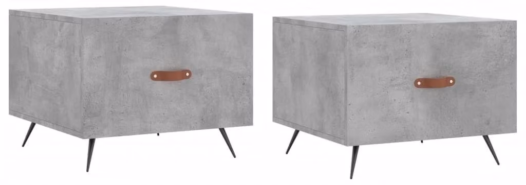 Set di 2 tavolini da salotto in grigio cemento, dimensioni 50 x 50 x 40 cm