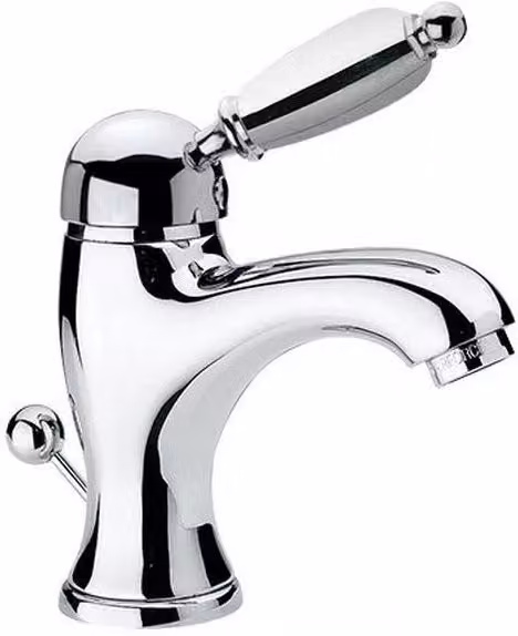 Miscelatore monocomando per lavabo con scarico pop-up serie Liberty Remer in ottone cromato argento
