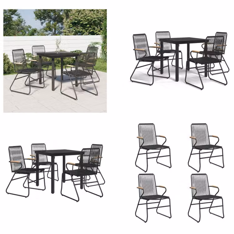 vidaXL Set da pranzo da giardino 5 pezzi in PVC rattan nero - Set da pranzo da giardino - Set da pranzo da giardino - Set da pranzo da terrazza