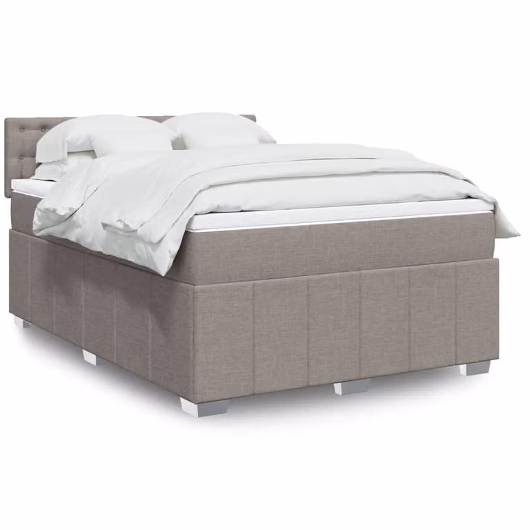 vidaXL Letto a Molle con Materasso in Tessuto Beige e Grigio L/P/H: 140 x 190 cm
