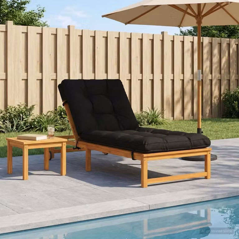 Cuscino per lettino vidaXL VIANEN in poliestere nero L 200 cm x P 80 cm x H 8 cm