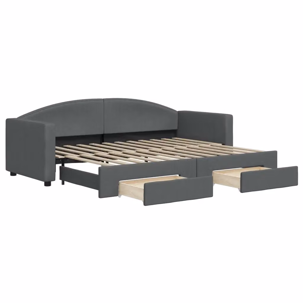 Divano Letto Estraibile con Cassetti vidaXL in Tessuto Grigio per Soggiorno e Camera da Letto L/P/H: 223 x 80 x 75 cm – 2