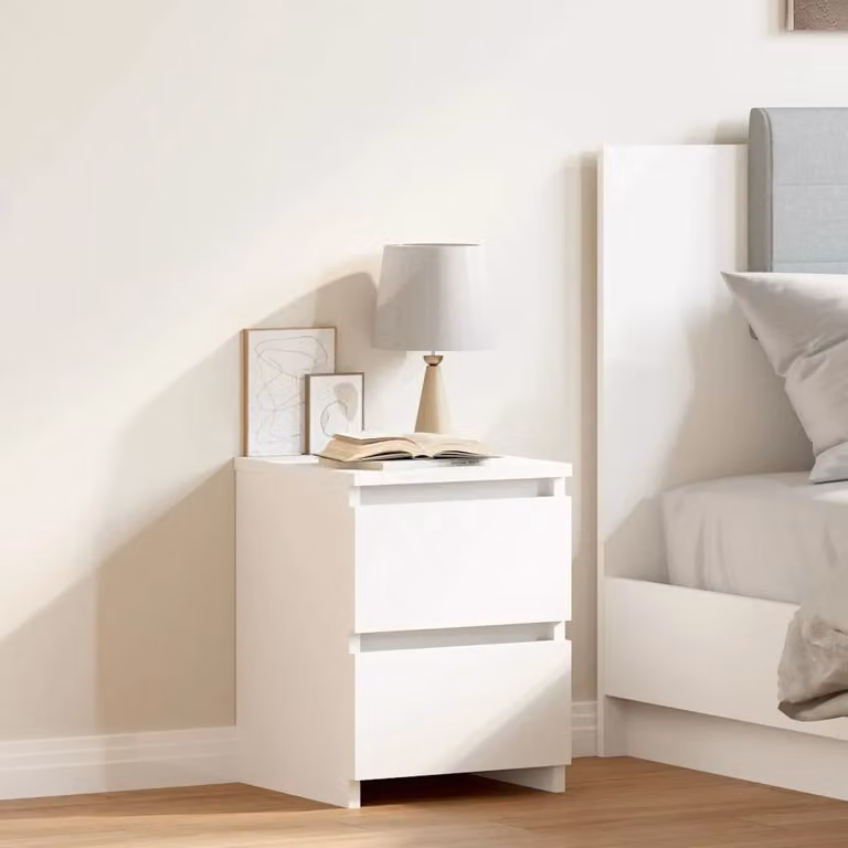 vidaXL Comodino Moderno Bianco in Legno Ingegnerizzato L/P/H: 30 x 30 x 40 cm