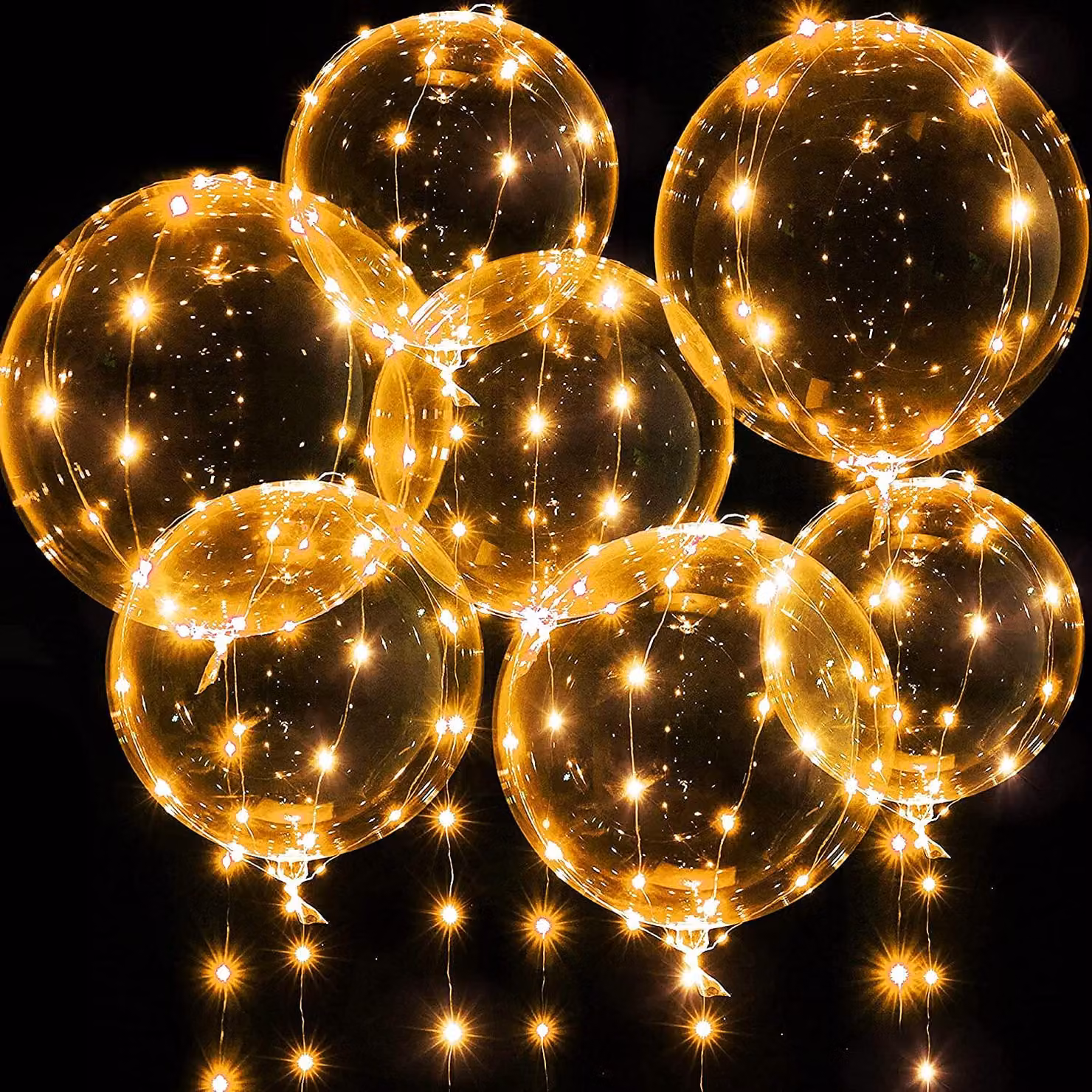 Confezione da 7 palloncini Bobo da 50 cm con catena di luci LED, luce bianco caldo