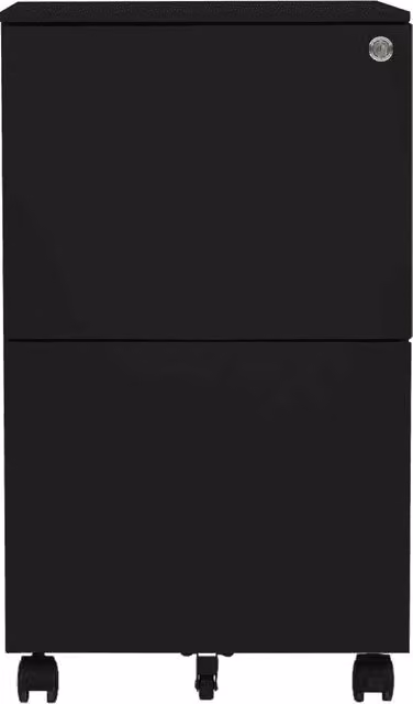 Schedario Mobile vidaXL in Metallo Nero Opaco con Ruote e Serratura L: 39 cm, P: 25 cm, H: 67 cm