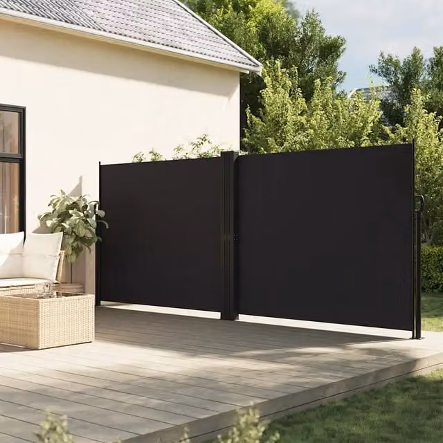 Tenda da Sole Laterale Retrattile-Tenda parasole per balcone per giardino Nera 180x600 cm 797801