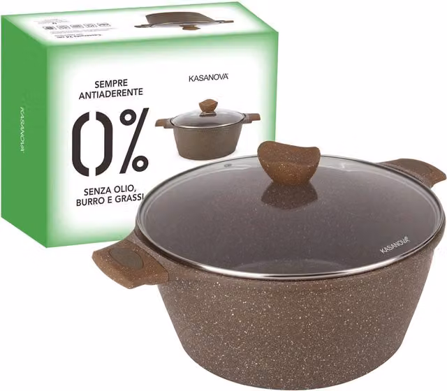 Casseruola Kasanova antiaderente con coperchio marrone Diametro: 32 cm