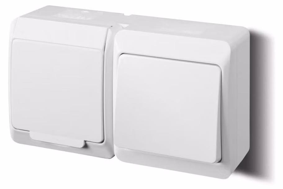 interruttore di superficie bianco 6 AC 250 V 5327-12 + presa di superficie con copertura/interruttore