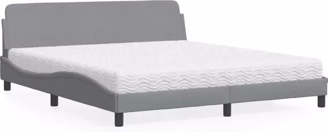 Letto con Materasso Dover Grigio Chiaro180x200 cm Tessuto 3208444