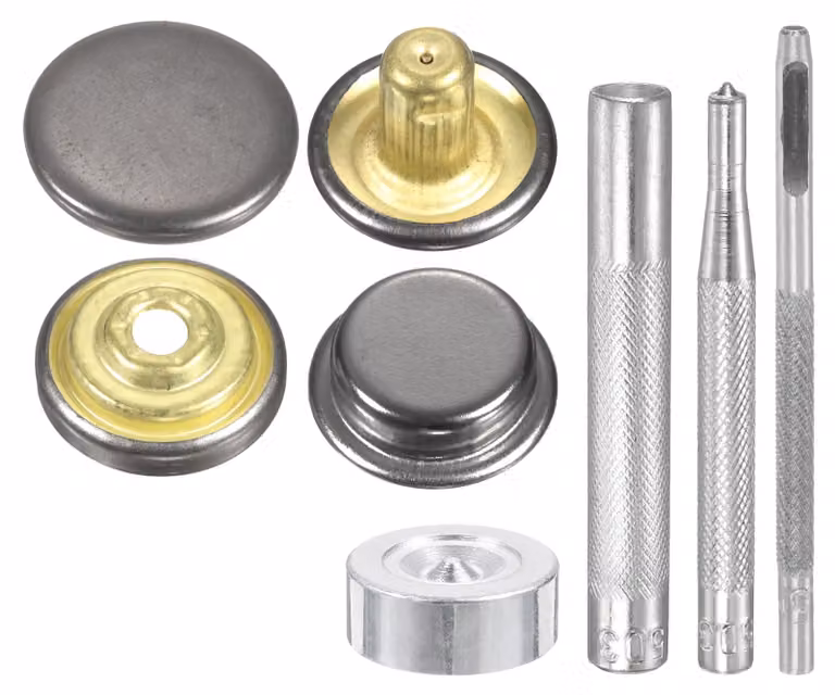 Set di bottoni a pressione, 24 pezzi, diametro 12,5 mm, in ottone, con 4 strumenti