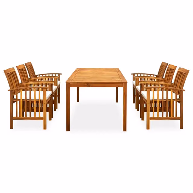 Set da Pranzo da Giardino 7 pz con Cuscini Massello di Acacia 3058090