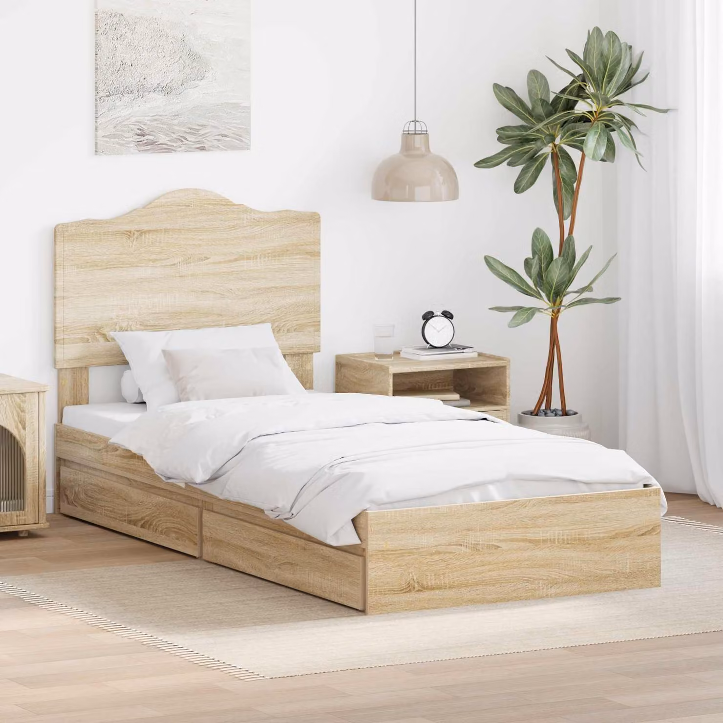 Letto con contenitore e cassetto vidaXL in Rovere Sonoma, L 100 x P 200 cm