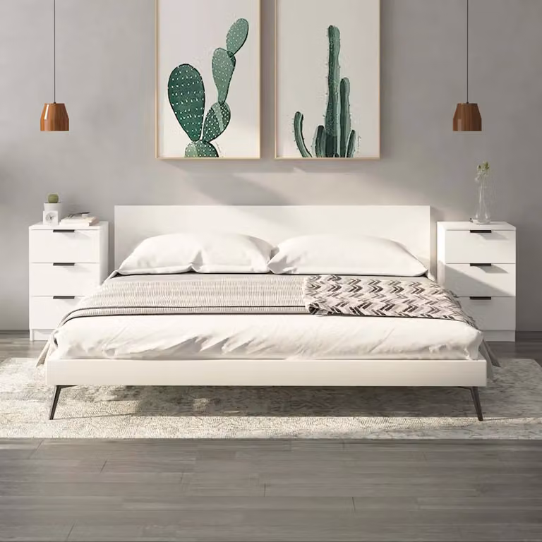 Set di 2 comodini bianchi moderni vidaXL da appendere al muro L: 40 cm, P: 36 cm, H: 65 cm
