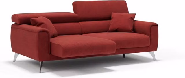 Divano Caravaggio Divani.Store con sedute allungabili e poggiatesta reclinabili in tessuto rosso L: 199 cm – 1