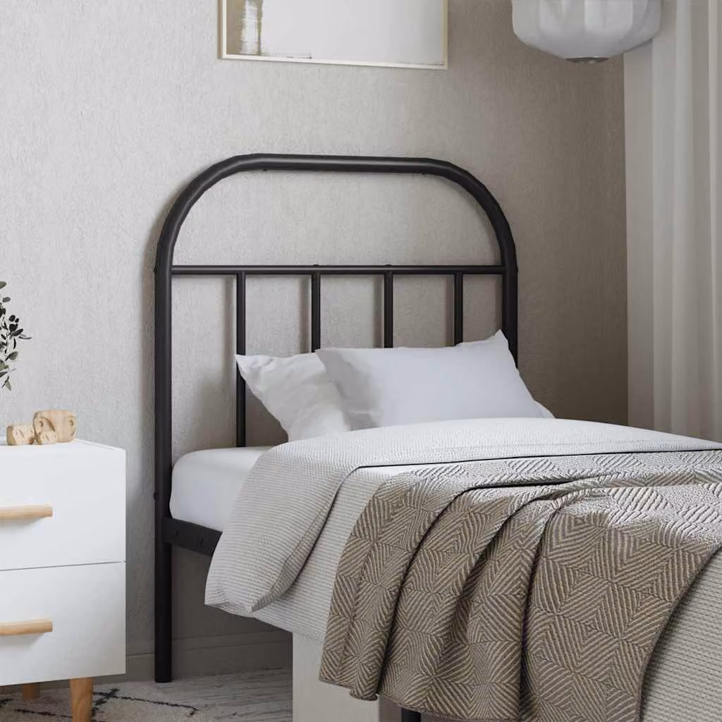 Testiera di ricambio vidaXL in metallo nero laccato per camera da letto, L: 80 cm