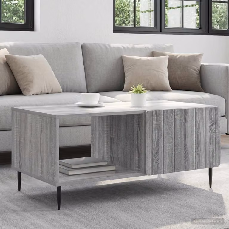 vidaXL Tavolino da salotto moderno rettangolare grigio e nero L/P/H: 90 x 50 x 40 cm
