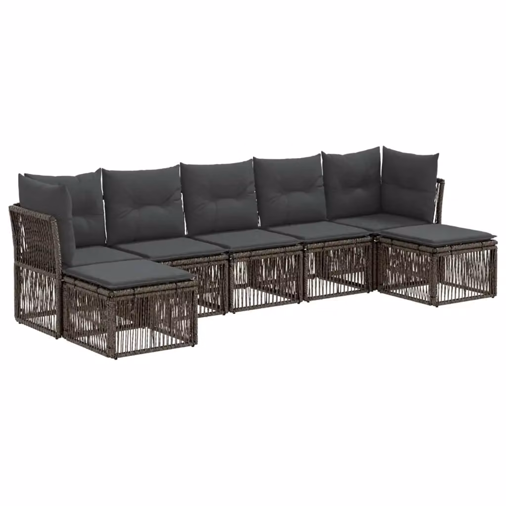 Set Divano da Giardino a L vidaXL in Polyrattan Grigio con 7 Sedute e Cuscini Inclusi – 2